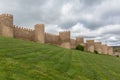 Majestic view of ÃÂvila city Walls & fortress, full around view at the medieval historic city Royalty Free Stock Photo