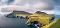 The Majestic Vistas, A Panoramic Journey into the Breathtaking Bay of Faroe Islands. Generative AI