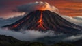 Mount Merapi Eruption at Dusk with Lava Flow and Cloud Cover is a sight of Natural Phenomena Royalty Free Stock Photo