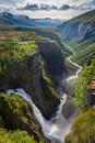 Majestic Voringsfossen and valley near Hardangerfjord, Vestland, Norway