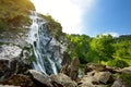 Majestic water cascade of Powerscourt Waterfall, the highest waterfall in Ireland. Royalty Free Stock Photo