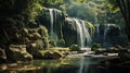 majestic water fall in forest generated by AI tool