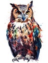 Majestic Watercolor Owl on White Background Perfect for Nature-Themed Designs .
