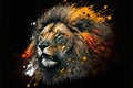 Majestic watercolor painting with vivid color male lion head Royalty Free Stock Photo