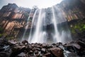 Majestic Waterfall Amidst Stormy Skies Royalty Free Stock Photo