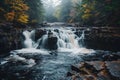 Majestic Waterfall in Autumn Forest Royalty Free Stock Photo