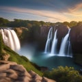 A majestic waterfall cascading down a rocky cliff into a pool below4 Royalty Free Stock Photo