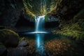 majestic waterfall cascading into forest pool Royalty Free Stock Photo