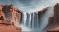 Majestic Waterfall Cascading Over Red Rock Cliffs Royalty Free Stock Photo
