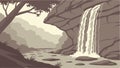 Majestic Waterfall Cascading in a Rocky Forest Landscape Vector, vector design Generative AI Royalty Free Stock Photo