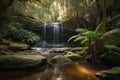 majestic waterfall cascading into tranquil forest pool Royalty Free Stock Photo