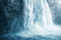 A majestic waterfall, with cascading water and misty spray