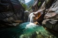 Majestic Waterfall Flowing Through Narrow Canyon Royalty Free Stock Photo