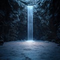 Majestic Waterfall in Icy Cave Royalty Free Stock Photo