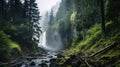 Majestic Waterfall In Oregon\'s Enchanting Forest