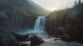 Majestic Waterfall in Rugged Landscape