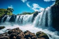 Majestic waterfall under a clear blue sky