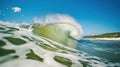 Majestic Waves Engulfing the Turbulent Seas Beneath an Blue Sky. Generative AI