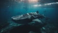 Majestic whale shark swims below tranquil red sea waters generated by AI Royalty Free Stock Photo