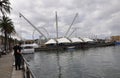 Genoa, 30th august: The Wheel and Elevator Bigo the bay from Old Port Porto Antico of Genoa City. Liguria,Italy Royalty Free Stock Photo