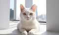 Majestic White Cat in Sunlit Room