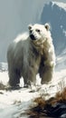 Majestic White Giants: A Portrait of a Polar Bear in its Snowy H