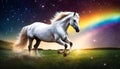 Majestic White Horse and Rainbow