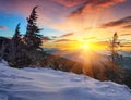 Majestic winter landscape in the mountains.