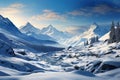 Majestic winter mountains adorned in snow create breathtaking scenic beauty