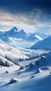 Majestic winter mountains adorned in snow create breathtaking scenic beauty