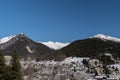 Majestic winter panorama on a sunny day in Davos in Switzerland