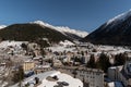 Majestic winter panorama on a sunny day in Davos in Switzerland