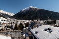 Majestic winter panorama on a sunny day in Davos in Switzerland