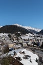 Majestic winter panorama on a sunny day in Davos in Switzerland