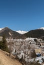 Majestic winter panorama on a sunny day in Davos in Switzerland