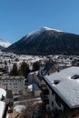 Majestic winter panorama on a sunny day in Davos in Switzerland