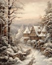 Majestic Winter Wonderland: A Breathtaking Illustration of a Tra
