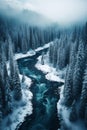 Majestic Winter Wonderland: A Scenic View of Snow-Covered Forest