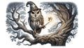 Cherish-Series: Mystical Owl Wizard Casting Enchanted Spells Royalty Free Stock Photo