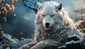 A majestic wolf in the arctic, looking at camera generated by AI Royalty Free Stock Photo