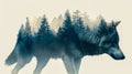 Majestic wolf embodying the spirit of the forest through double exposure Royalty Free Stock Photo