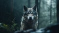 Majestic Wolf In Enchanting Forest: Wet-on-wet Blending Art