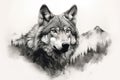 Majestic Wolf Among Mountains and Forests