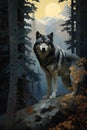 Majestic Wolf: A Vibrant Portrait of Nature\'s Power and Intrigue