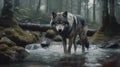 The Majestic World of Wolves: A Commercial Shot of a Focused Wolf Royalty Free Stock Photo