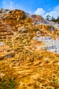 Majestic Yellowstone Hot Spring terraces in winter Royalty Free Stock Photo