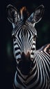 Majestic Zebra in Grungeon Style on Dark Background AI Generated