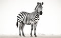 Majestic Zebra in Monochrome Elegance Against a White Backdrop -Generative Ai