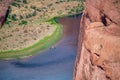 Majesty of Horseshoe Bend Canyon, giant rocks and Colorado River in summer season Royalty Free Stock Photo
