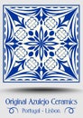 Majolica pottery tile, blue and white azulejo